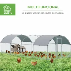 PawHut Walk In Chicken Run Galvanised Chicken Coop Hen Poultry House Cage Pet Playpen Garden with Water-Resist Covers - 5