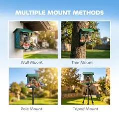 PawHut Smart Bird Feeder Camera 2K HD with AI Identifies 16,000+ Species, 2K HD Auto Capture Video, APP Instant Notifications - 9
