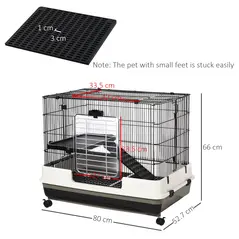 PawHut Small Animal Guinea Pigs Hutches Steel Wire Rabbit Cage Pet Play House  W/ Waste Tray Black - 3
