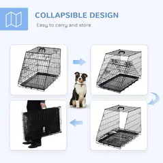 Pawhut Trapeze Collapsible Dog Pet Travel Box Cage Removable Tray 77 x 47 x 55cm - 5