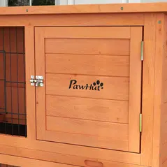 PawHut Two-Tier Antiseptic Wood Rabbit Hutch, 102cm Guinea Pig Hutch with Run - Orange - 9