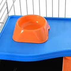 PawHut Steel Small 2-Tier Small Guinea Pigs Hutches w/ Accessories Blue/Orange - 7