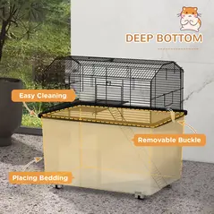 PawHut Two-Tier Gerbil Cage, Hamster Cage for Dwarf Hamster, Syrian Hamster w/ Wheels, Deep Bottom, Food Dish, Water Bottle - 7