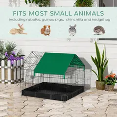 PawHut Rabbit Cage Guinea Pig Playpen Small Animal House for Kitties Puppies, w/ Water Proof Oxford Roof Floor 90 x 75 x 75 cm - 6