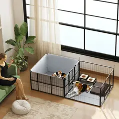 PawHut Seven-Panel Dog Whelping Box, Dog Playpen with Washable Whelping Pads, Wind-Resistant Fabric, for Small and Medium Dogs - 2