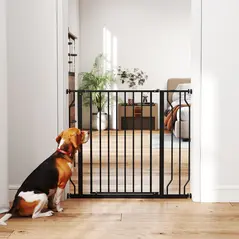 PawHut Wide Dog Safety Gate, with Door Pressure, for Doorways, Hallways, Staircases - Black - 9