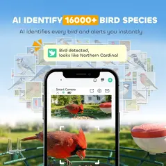 PawHut Smart Bird Feeder Camera 2K HD with AI Identifies 16,000+ Species, 2K HD Auto Capture Video, APP Instant Notifications - 4