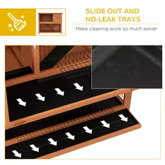 PawHut Two-Tier Antiseptic Wood Rabbit Hutch, 102cm Guinea Pig Hutch with Run - Orange - 6