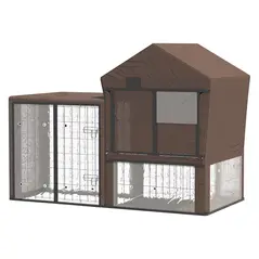 PawHut Rabbit Hutch Cover, Water-Resistant Pets Cage Protector, Breathable Guinea Pig Cage Cover - Brown - 7