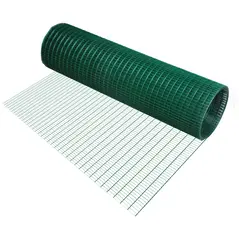 Pawhut PVC Coated Welded Wire Mesh Fencing Chicken Poultry Aviary Fence Run Hutch Pet Rabbit 30m Dark Green - 1