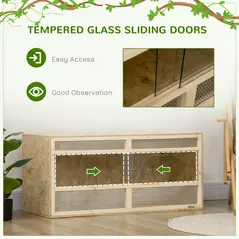 PawHut Reptile Terrarium Vivarium Habitat w/ Transparent Sliding Doors, Breathable Mesh, for Lizards, Horned Frogs, Snakes and Chameleons, 100 x 47 x 47cm - 6