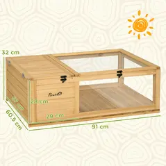 PawHut Tortoise House, Small Reptile Wooden House, with Mesh Roofs, Side Panels, for Turtles, Lizards, Geckos and Snakes - 3