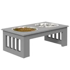 PawHut Raised Dog Feeding Bowls with Stand, Stainless Steel for  Extra Small and Small Dog, 44L x 24W x 15H cm - Grey - 1