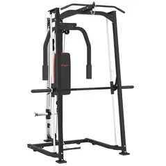 SPORTNOW 3-in-1 Gym Station with 17-level Squat Rack Dual Cable Pulley System Home Strength Training, Black - 1