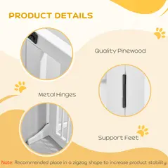 PawHut Wooden Dog Gate, Dog Fence Indoor, Freestanding Dog Barrier, Adjustable Lockable Fence with 3 Panels, 71H x 113-166W cm, White - 7