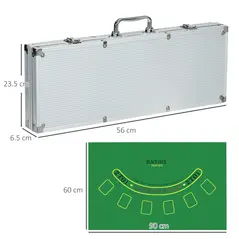 SPORTNOW 500-Piece Poker Chips Set, Poker Set with Mat, Chips, Two Card Decks, Dealer, Five Dices - 3