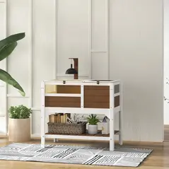 PawHut Wooden Tortoise House, with Shelter, Run, Shelf, Lamp Holder, Tray - Brown - 2