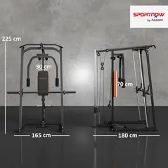 SPORTNOW 3-in-1 Gym Station with 17-level Squat Rack Dual Cable Pulley System Home Strength Training, Black - 3
