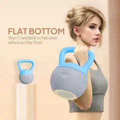 SPORTNOW 8KG Soft Kettlebell, Kettlebell with Non-Slip Handle for Home Gym, Weight Lifting, Strength Training, Light Blue/Grey - 6