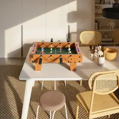 SPORTNOW 20 in Table-top Football Table with Stainless Steel Rods, Compact Foosball Table for Kids and Adults, All-Inclusive Foosball Game Set for Indoor, Nature Wood Finish - 8