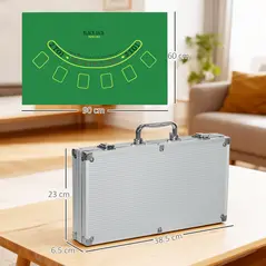 SPORTNOW 300-Piece Poker Chips Set, Poker Set with Mat, Chips, Two Card Decks, Dealer, Five Dices - 3