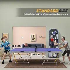 SPORTNOW 9FT Foldable Table Tennis Table, with Cover, Net, Paddles, Balls - Blue - 5
