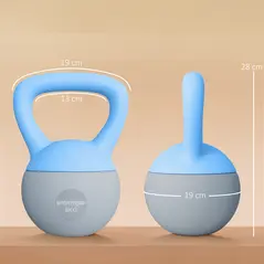 SPORTNOW 8KG Soft Kettlebell, Kettlebell with Non-Slip Handle for Home Gym, Weight Lifting, Strength Training, Light Blue/Grey - 3