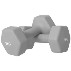 SPORTNOW 2 x 6kg Hexagonal Dumbbells Weights Set with Non-Slip Grip for Home Gym Workout, Grey - 1