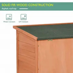 PawHut Wooden Guinea Pigs Hutches Elevated Pet Bunny House with Slide-Out Tray Openable Roof - 4