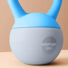 SPORTNOW 8KG Soft Kettlebell, Kettlebell with Non-Slip Handle for Home Gym, Weight Lifting, Strength Training, Light Blue/Grey - 8