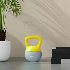 SPORTNOW 10KG Soft Kettlebell, Kettlebell with Non-Slip Handle for Home Gym, Weight Lifting, Strength Training, Yellow/Grey - 7