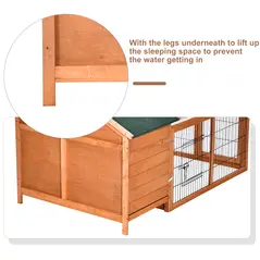 PawHut Wooden Guinea Pigs Hutches Detachable Rabbit Cage Pet House with Openable Run & Roof Slide-out Tray - 9
