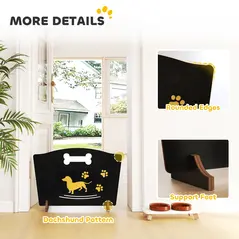 PawHut Wooden Dog Stopper, Dog Barrier with Support Feet, for Stair, Patio, Very Easy Setup, Black, 75 x 51 cm - 6