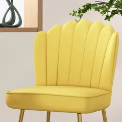 Set of 2 Velvet-Feel Shell Accent Chair - Yellow - 9