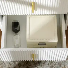 Set of 2 Elegant Chest of Two Drawers - White/Gold-Tone - 9