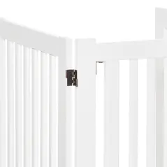 PawHutPet Gates MDF Freestanding Expandable Dog Gate Wood Doorway Pet Barrier Fence w/ Latched Door White - 8