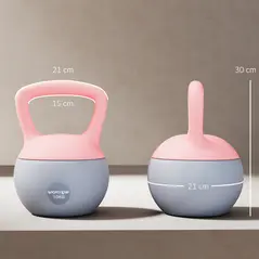SPORTNOW 10KG Soft Kettlebell, Kettlebell with Non-Slip Handle for Home Gym, Weight Lifting, Strength Training, Pink/Grey - 3