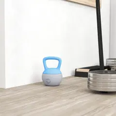 SPORTNOW 10KG Soft Kettlebell, Kettlebell with Non-Slip Handle for Home Gym, Weight Lifting, Strength Training, Light Blue/Grey - 8