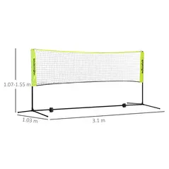 SPORTNOW 3m Badminton Net, Height Adjustable Outdoor Sports Net, with Carry Bag, for Tennis, Pickleball, Volleyball - 3