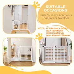 PawHut Wooden Dog Gate, Dog Fence Indoor, Freestanding Dog Barrier, Adjustable Lockable Fence with 3 Panels, 71H x 113-166W cm, White - 5