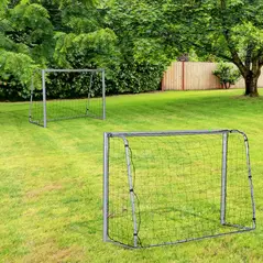 SPORTNOW 8ft x 5ft Football Goal, Set of 2 Football Net for Garden, Training Goal with Ground Stakes, Steel Frame - 2