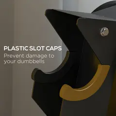 SPORTNOW 5-Tier Dumbbell Rack with 6 Hexagonal Rubber Dumbbells (2x4kg, 2x5kg, 2x6kg), Dumbbell Storage Stand Holder with Weights Sets for Home Gym Fitness, Black - 5