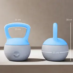 SPORTNOW 10KG Soft Kettlebell, Kettlebell with Non-Slip Handle for Home Gym, Weight Lifting, Strength Training, Light Blue/Grey - 3