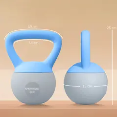 SPORTNOW 4KG Soft Kettlebell, Kettlebell with Non-Slip Handle for Home Gym, Weight Lifting, Strength Training, Light Blue/Grey - 3