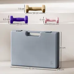 SPORTNOW 9kg Hex Dumbbells Set of 6, Hand Weights with Carry Case for Home Gym Strength Training, 2 x 1kg, 2 x 1.5kg, 2 x 2kg - 3