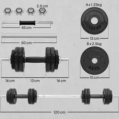 SPORTNOW 2-in-1 Adjustable Dumbbells Set, 30kg Cast Iron Weights Dumbbells Set with Non-Slip Grip for Strength Training, Weight Lifting, Bodybuilding, Home Gym Workout Equipment for Men & Women - 3