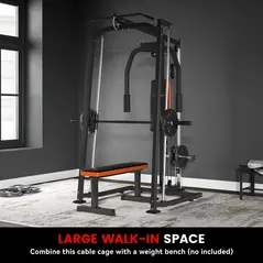 SPORTNOW 3-in-1 Gym Station with 17-level Squat Rack Dual Cable Pulley System Home Strength Training, Black - 7