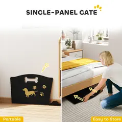 PawHut Wooden Dog Stopper, Dog Barrier with Support Feet, for Stair, Patio, Very Easy Setup, Black, 75 x 51 cm - 5