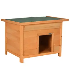 PawHut Wooden Dog Kennel Elevated Dog Pet House w/ Open Top 82W x 58D x 58H cm - 1