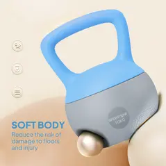 SPORTNOW 10KG Soft Kettlebell, Kettlebell with Non-Slip Handle for Home Gym, Weight Lifting, Strength Training, Light Blue/Grey - 4
